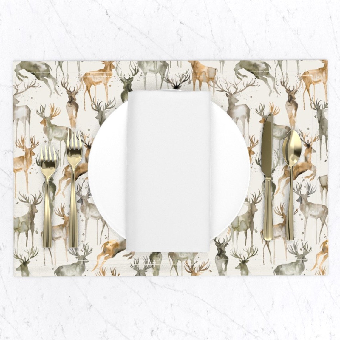 Deer Placemats Set of 2 Wintery Deers by ninoladesign Etsy