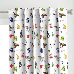 Horse Race Curtain Panel - Derby Days by ragan - Equestrian Derby Horses Jockey Racing Thoroughbred Custom Curtain Panel by Spoonflower