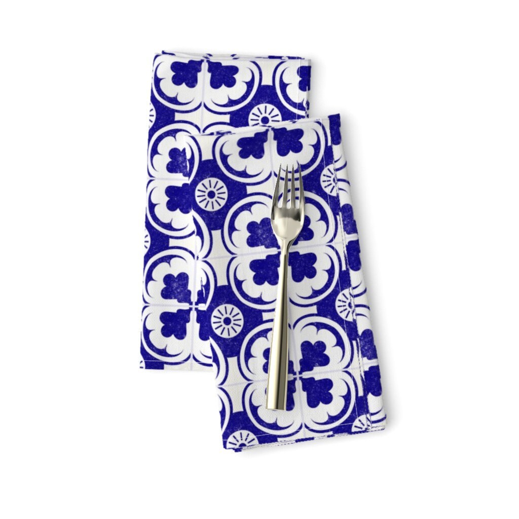 Geometric Dinner Napkins Set of 2 Spanish Tiles In Etsy