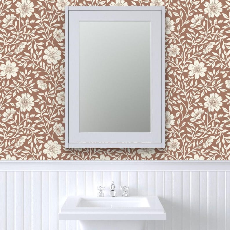 Rustic Farmhouse Non-Pasted Wallpaper Floral Cottagecore Cabincore - Cabincore Floral by little_forest_atelier Wallpaper by Spoonflower image 2