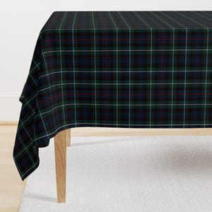 Tartan Tablecloth - Mackenzie Tartan Plaid by laurawrightstudio - Plaid Geometric Squares Home Decor Cotton Sateen Tablecloth by Spoonflower