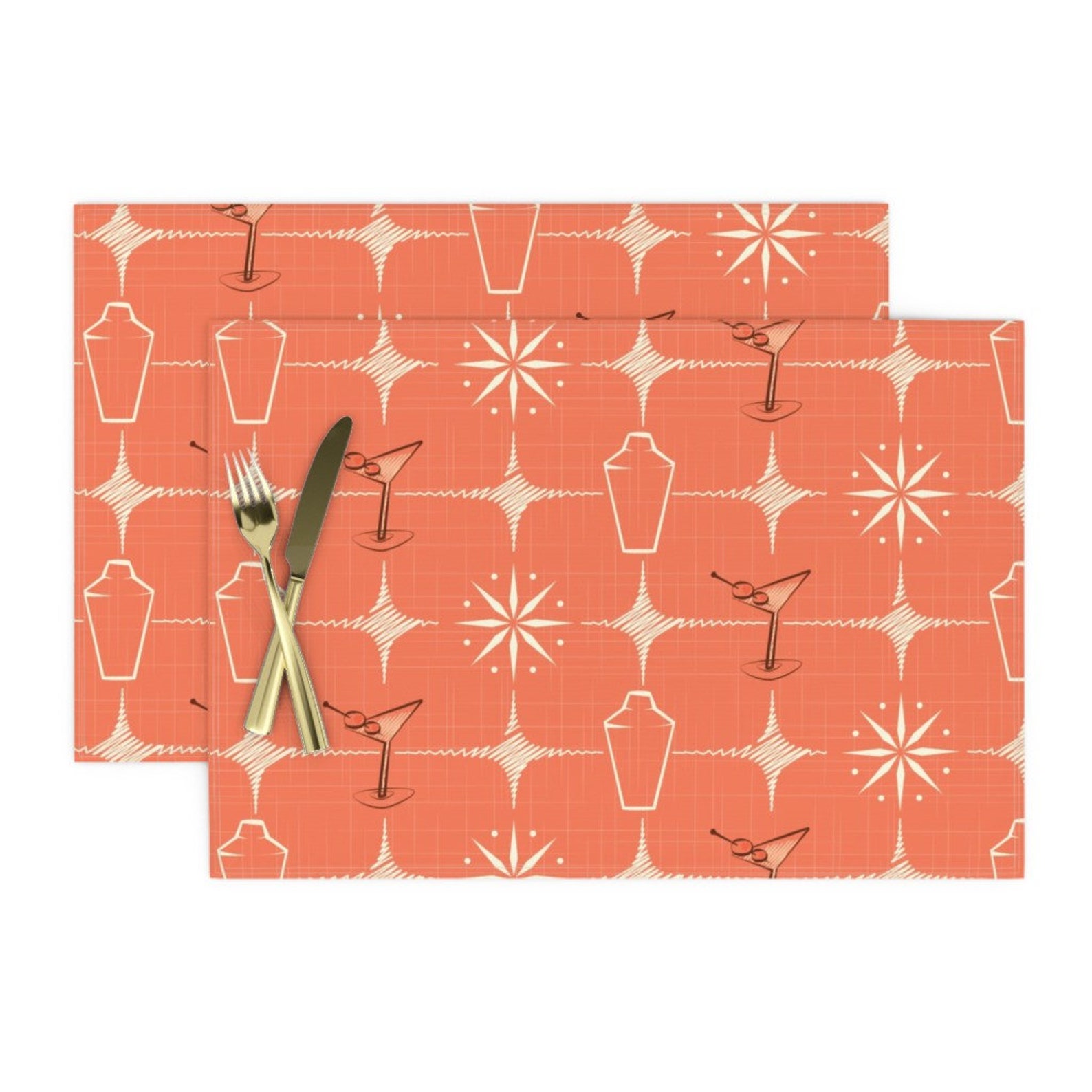 Martinis Placemats Set of 2 Pink Starburst Cocktails by Etsy
