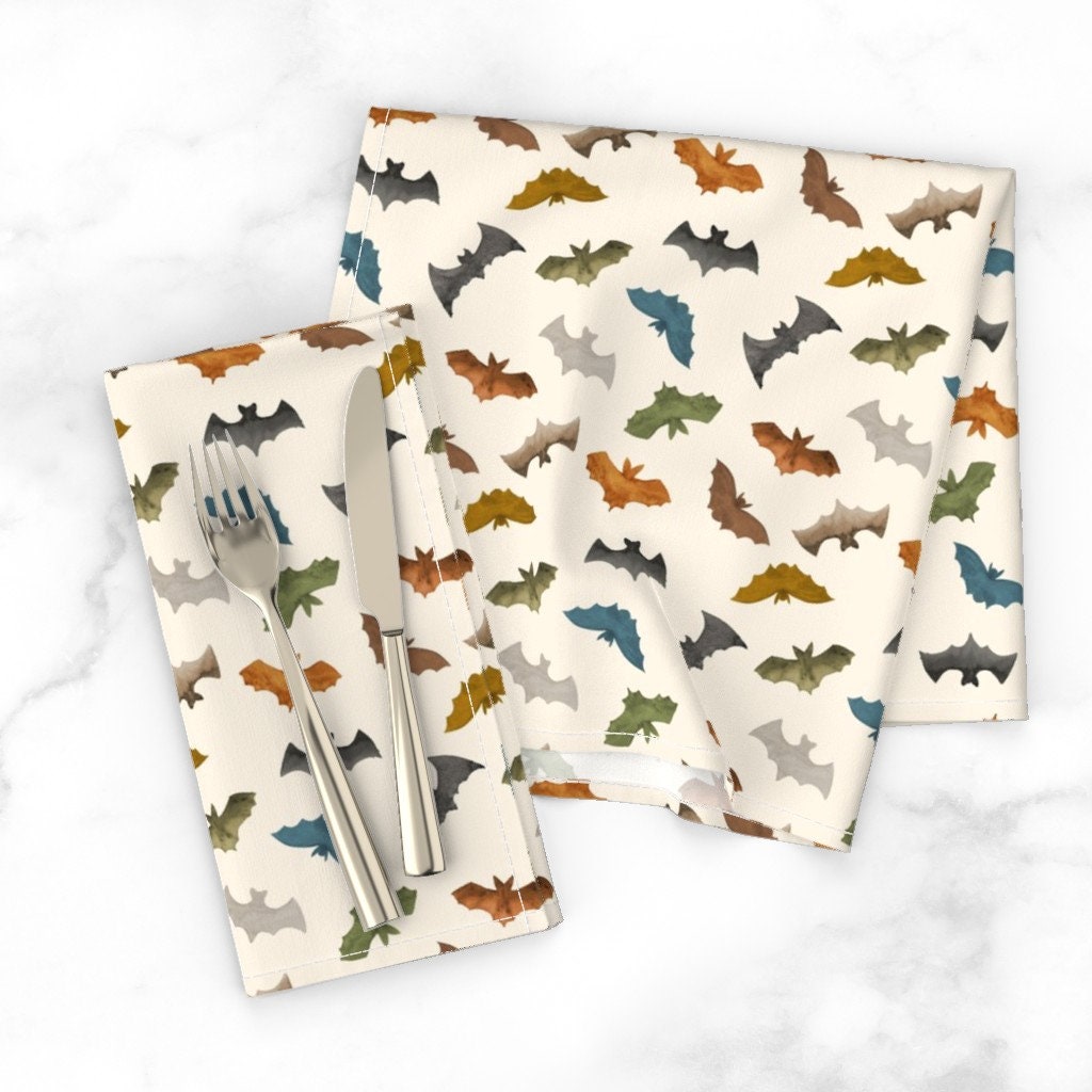 Discover Halloween Dinner Napkins Boho Bats Cream