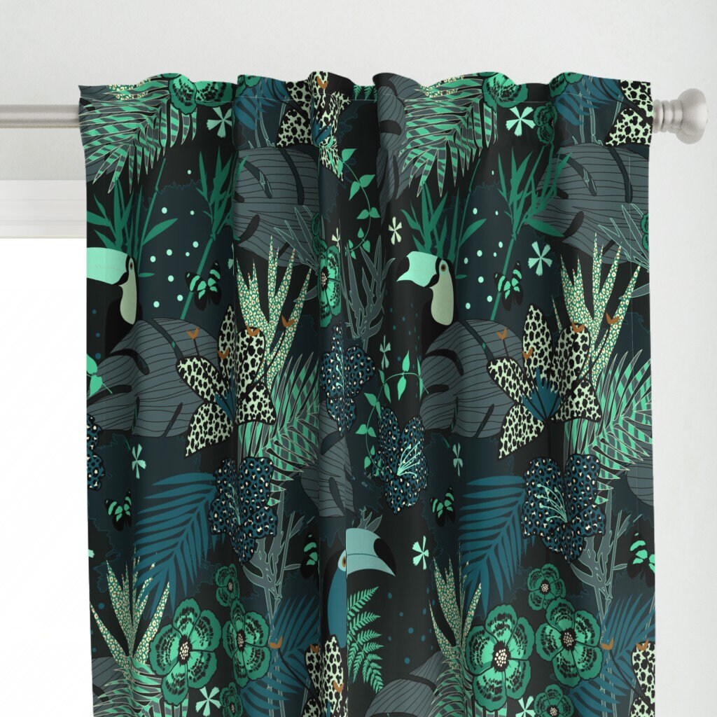 Green Animal Print Curtain Panel Green Jungle by Kimsa Etsy UK