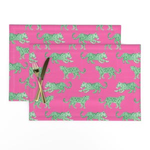 Leopard Print Placemats (Set of 2) - Leopard Parade by danika_herrick - Maximalist Whimsical Jungle Cats Cloth Placemats by Spoonflower