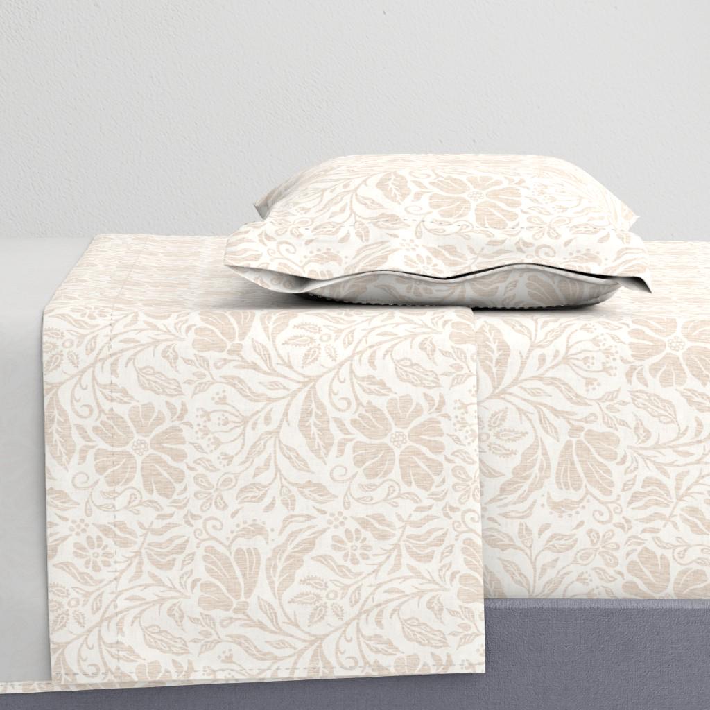 Neutral Beige Floral Sheets - Floral Neutral Beige by Lolahstudio ...