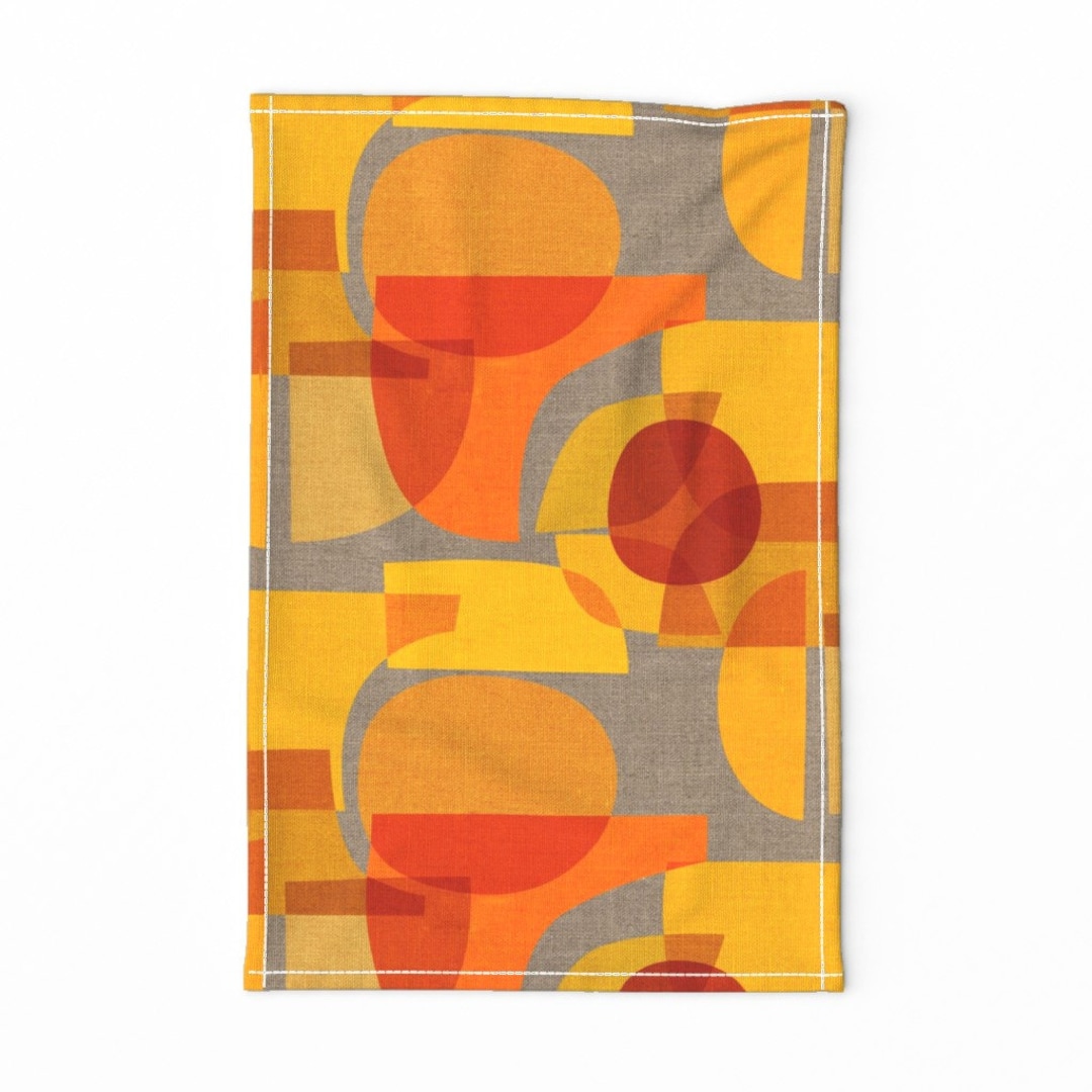 Orange Mid Century Tea Towel - Mid Century Kaleidoscope by Ceciliamok ...