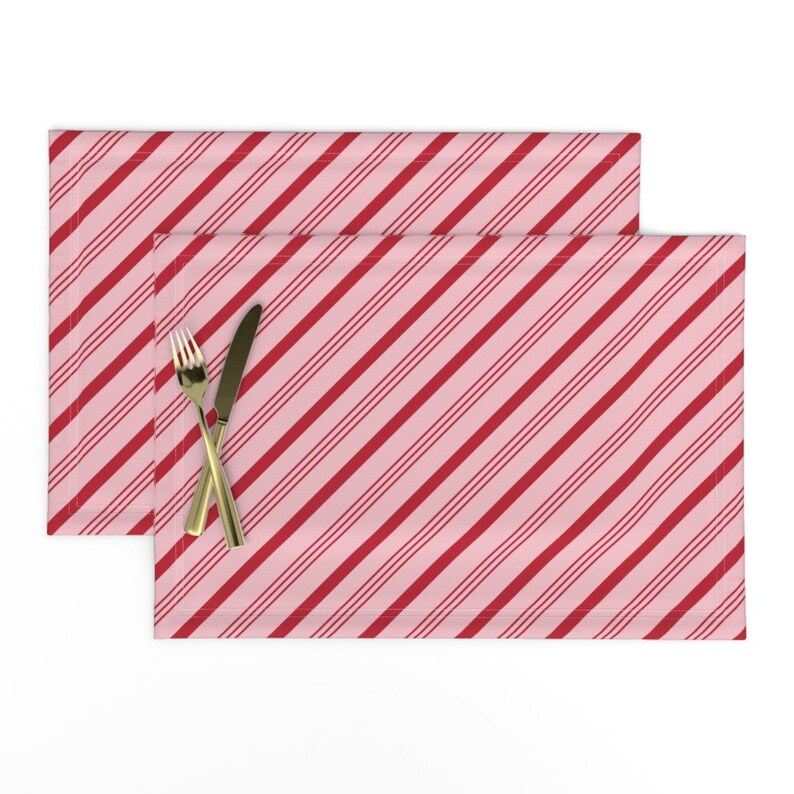 Christmas Placemats set of 2 Candy Cane Stripes by Etsy