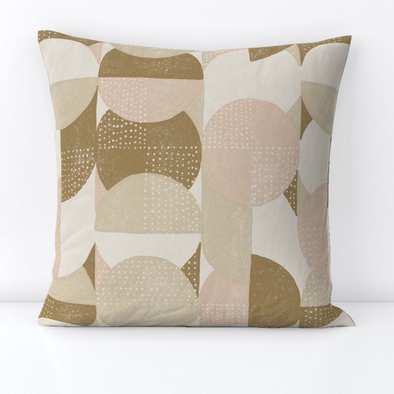 Boho Geometric Throw Pillow Golden Zen Circles by Sabrina excene Abstract Soft Gold Sand Decorative Square Throw Pillow by Spoonflower Etsy Canada