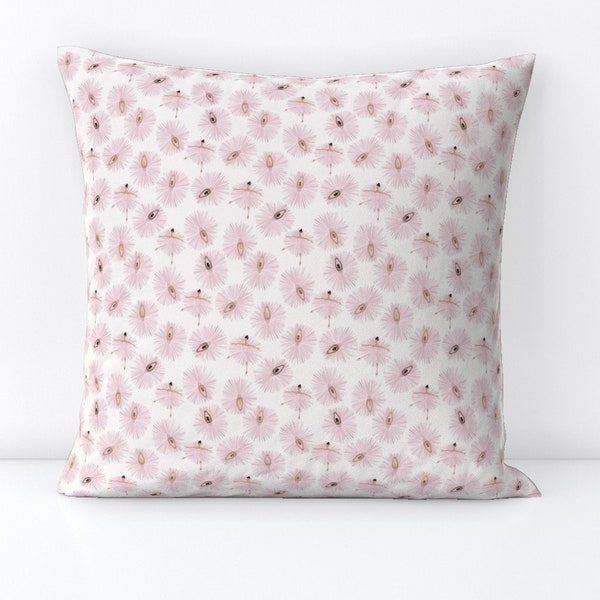 Tiny Ballerinas Throw Pillow - Mini Ballerina Dancing by paisleyanddot_llc - Ballet Pink  Decorative Square Throw Pillow by Spoonflower