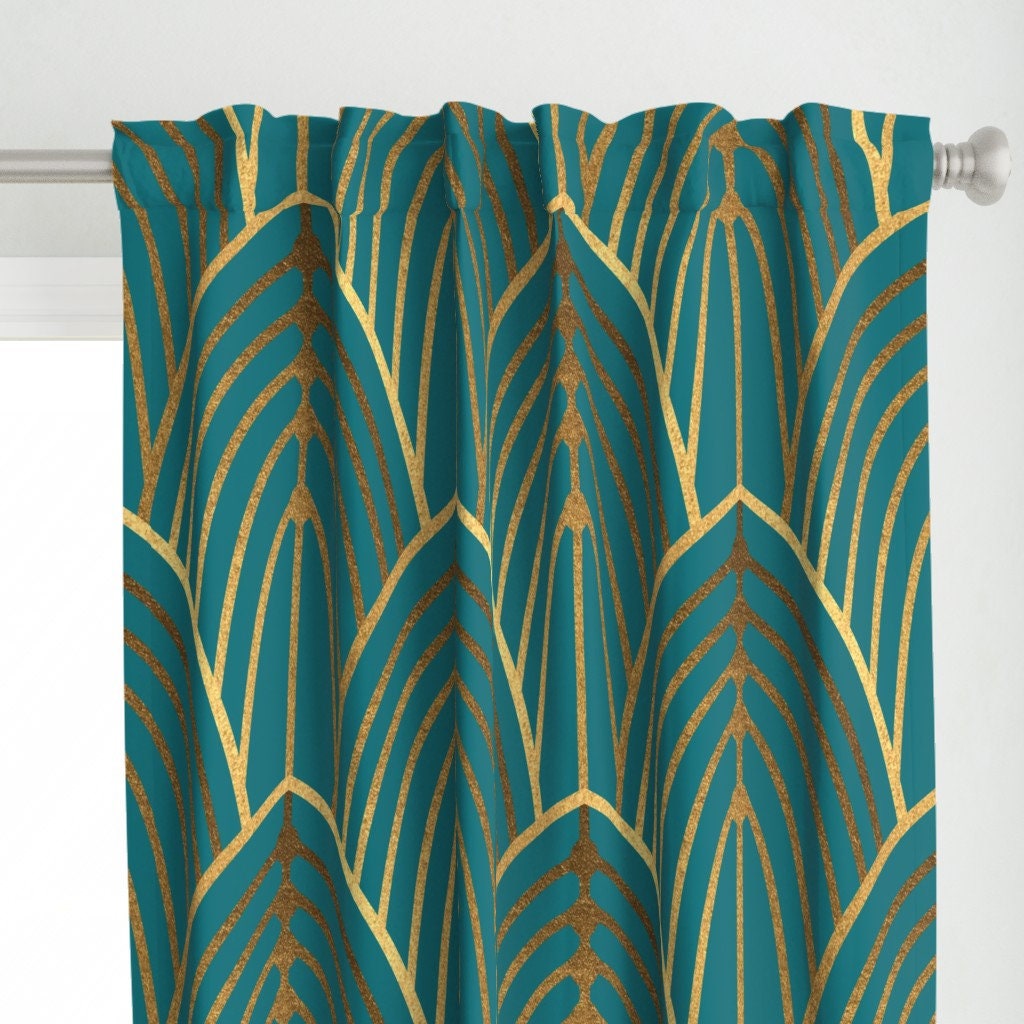 Teal and gold curtains discount