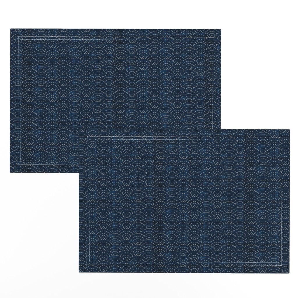 Japanese Placemats set of 2 Sashiko Seikaiha Ocean Waves Etsy