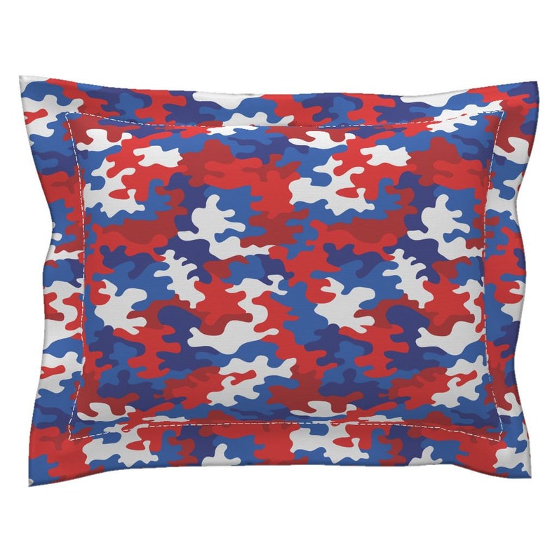 usa Camo by analinea Red White And Blue Pillow Sham Patriotic Camo Cotton Sateen Flanged Pillow Sham by Spoonflower