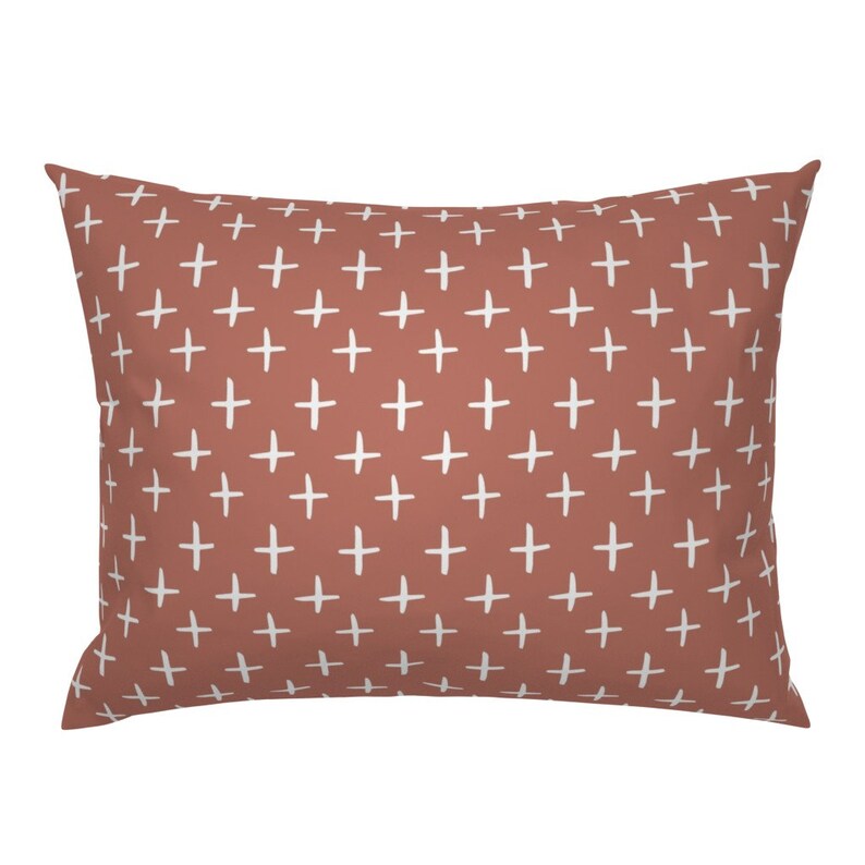 Rust Pillow Sham Terracotta Brushed Cross Pattern by Etsy