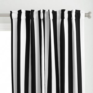 Black Stripe Curtain Panel - 2.5 Inch Stripes by trizzuto -  Vertical Stripes Black And White Custom Curtain Panel by Spoonflower