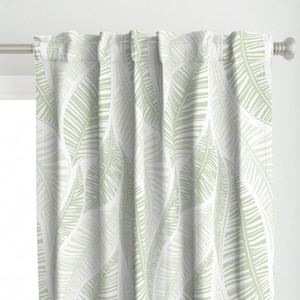 Palm Jungle Curtain Panel - Palm Leaves by krystinmann - Botanical Tropical Leaves Light Green Neutral Custom Curtain Panel by Spoonflower