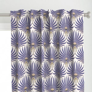 Periwinkle Geometric Curtain Panel - Elegant Botanical Purple Blue Trending 2022 Color Custom Curtain Panel - Geometric Lotus by garabateo - image 1