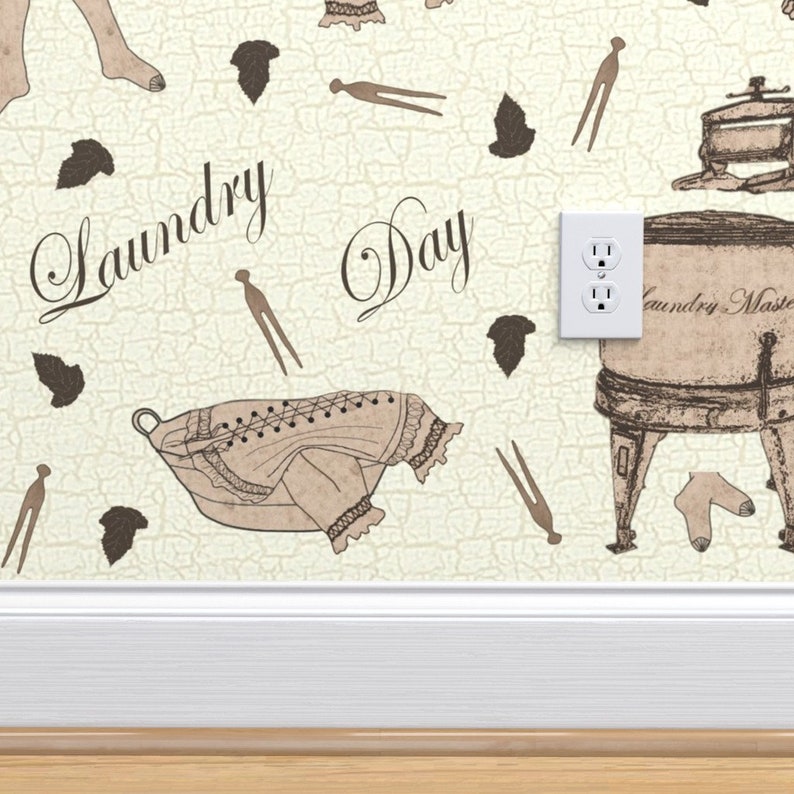 Vintage Laundry Wallpaper Vintage Laundry Day by Jabiroo Etsy