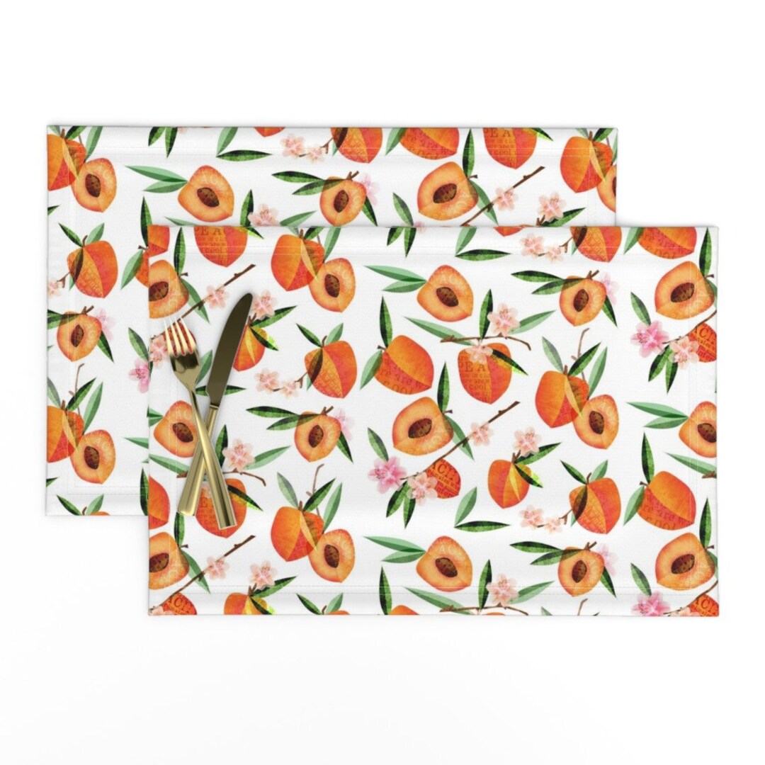 Peaches Placemats set of 2 Simply Peachy by Mulberry_tree Etsy