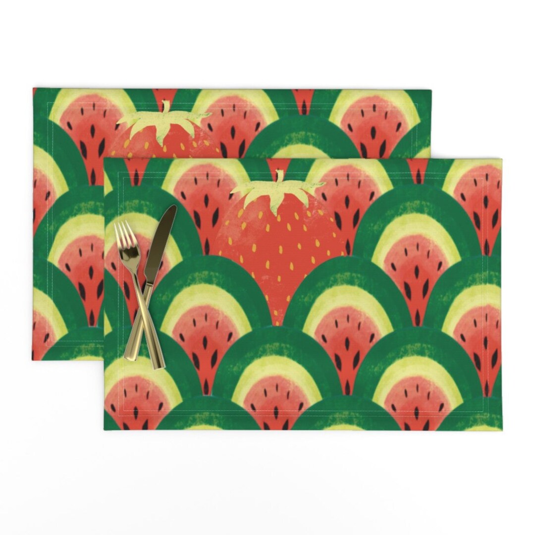Art Deco Watermelon Placemats set of 2 Watermelon Etsy