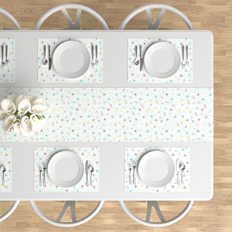 Retro Boomerangs Placemats - Retro Diner by alchemiedesign Set of 4 Starburst Asterisks Cloth Placemats by Spoonflower