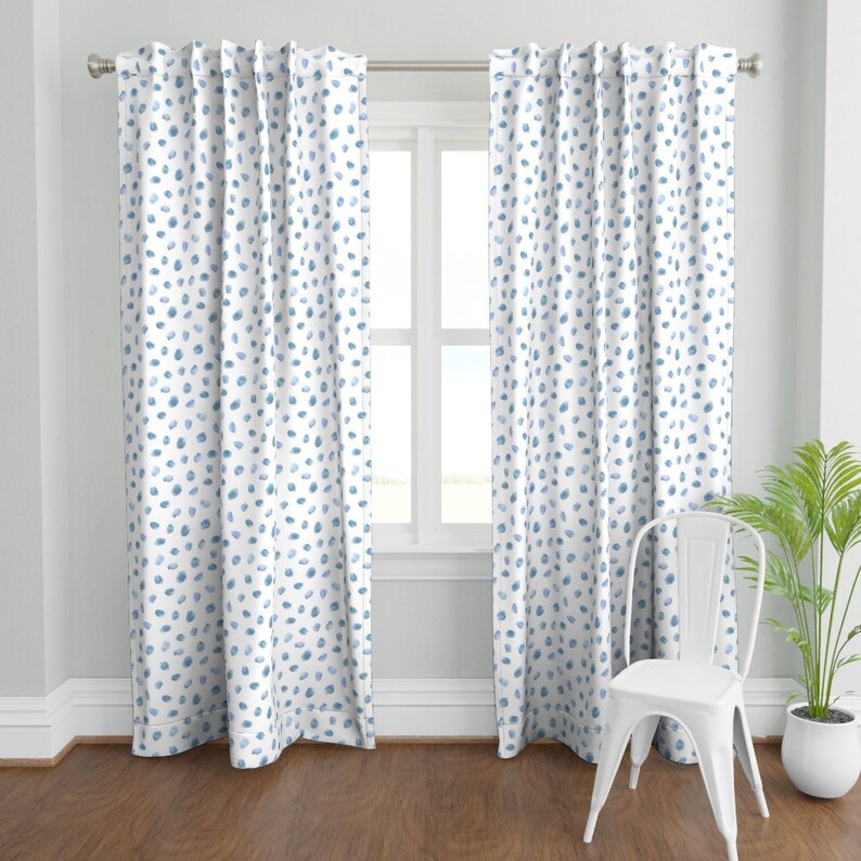 Blue Curtain Panel Baby Blue Watercolor Stains by Etsy