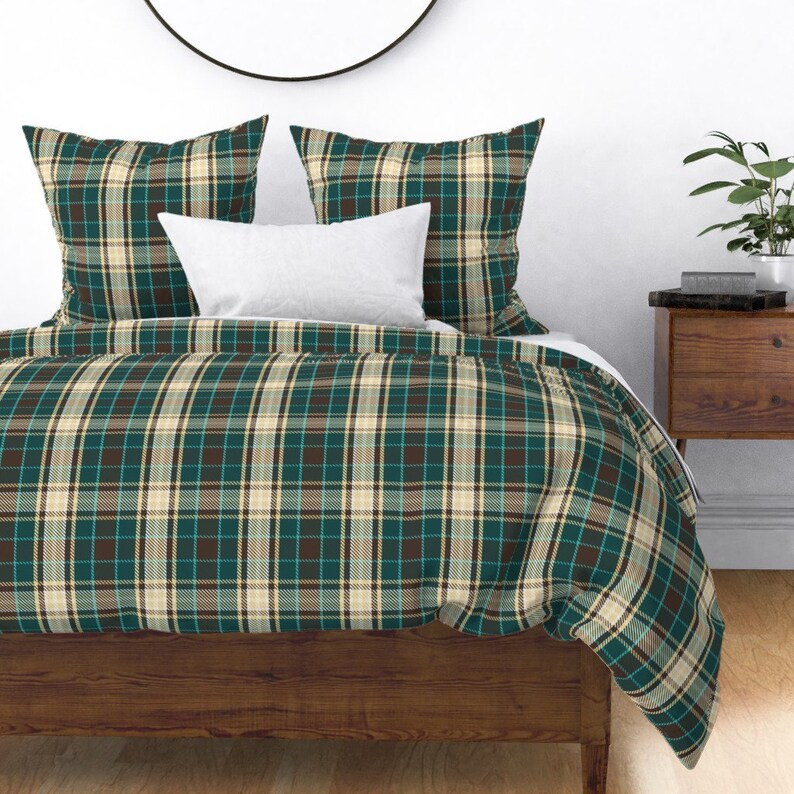 Rustic Duvet Cover Alpine Plaid by peacoquettedesigns Etsy