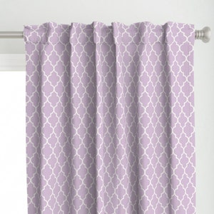 Ogee Curtain Panel - Lavender Quatrefoil  by willowlanetextiles - Purple Lavender Lattice Quatrefoil Custom Curtain Panel by Spoonflower