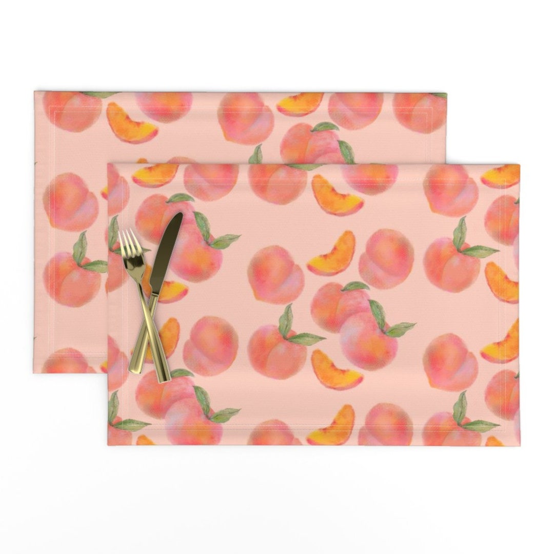 Peaches Placemats set of 2 Peach Dream by Polkyanddot Etsy