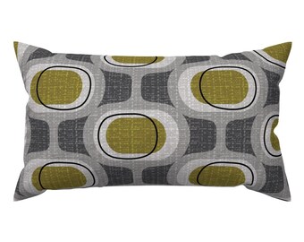 Mid Century Modern Accent Pillow - Tweedy Orbs by ottomanbrim - Retro Inspired Atomic Era Retro Rectangle Lumbar Throw Pillow by Spoonflower