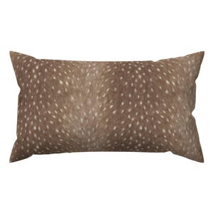 Deer Spots Lumbar Pillow - Fawn Animal Print Woodland Earth Tone Rectangle Accent Throw Pillow - Soft Deer Taupe by willowlanetextiles