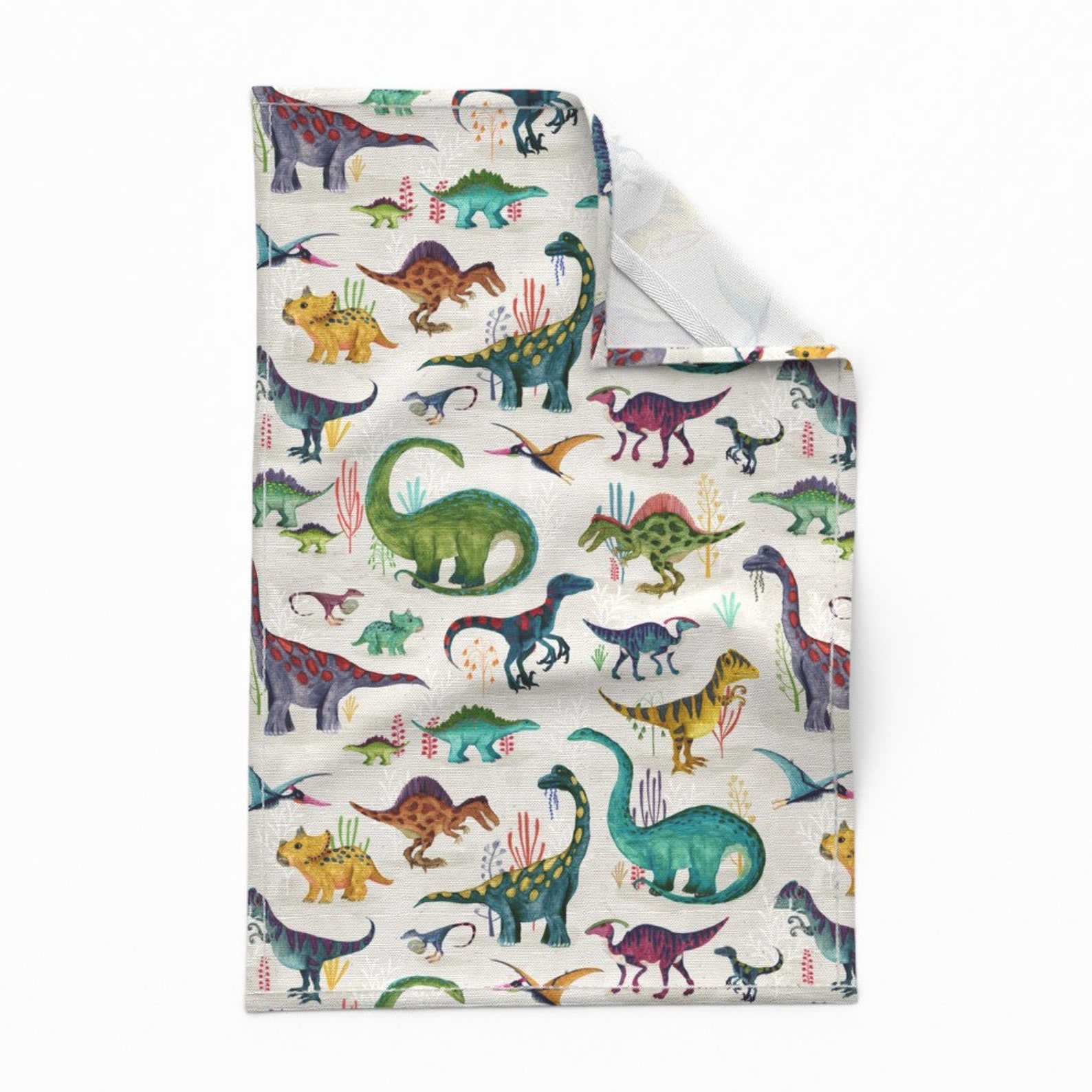 Dinos Tea Towels set of 2 Dinosaurs Bright Large by - Etsy