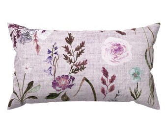 Floral Botanical Accent Pillow - Jane Lavender by nouveau_bohemian - Feminine Lavender Garden Rectangle Lumbar Throw Pillow by Spoonflower