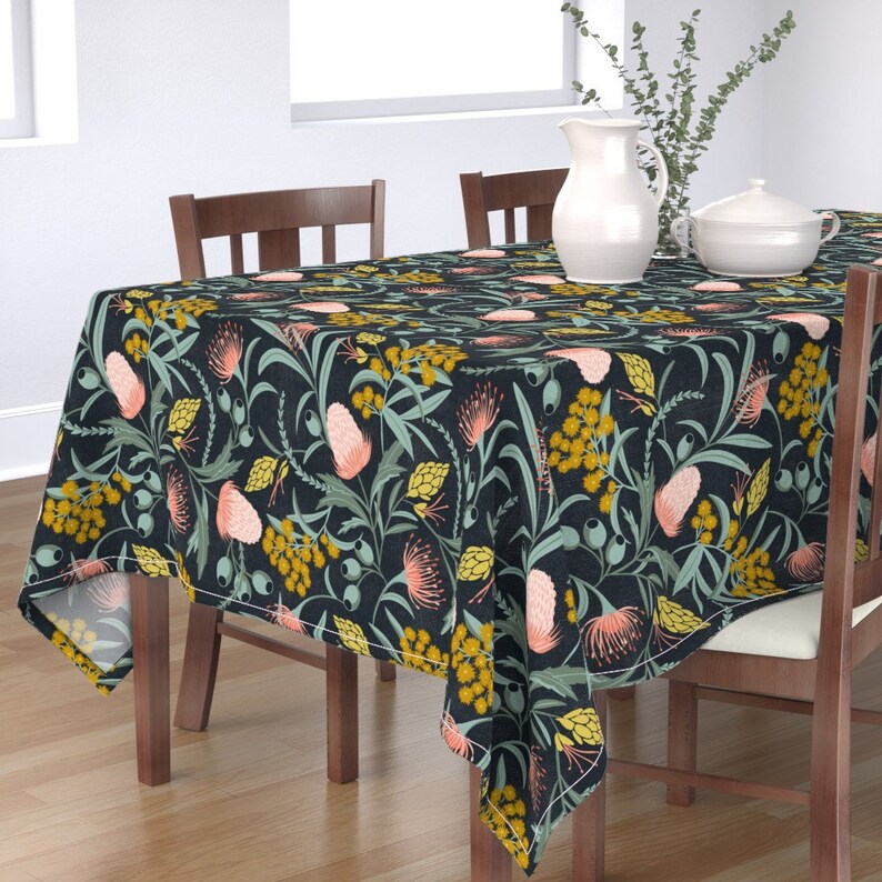 Protea Floral Cotton Dining Collection - Australia Dragonfly Pink Green ...