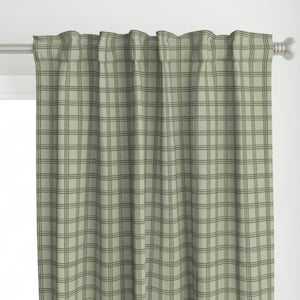 Sage Green Plaid Curtain Panel - Triple Plaid by sinaokeeffedesign - Windowpane Check Rustic Cabin Custom Curtain Panel by Spoonflower