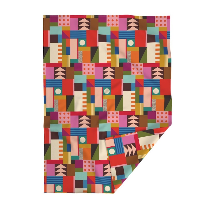 Abstract Color Block Throw Blanket Shapes by Katerhees Complementary