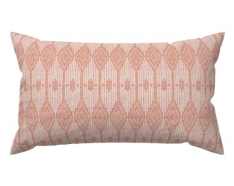 Boho Coral Accent Pillow - West End Pink And Cream by heatherdutton - Modern Bohemian Art Deco Rectangle Lumbar Throw Pillow by Spoonflower