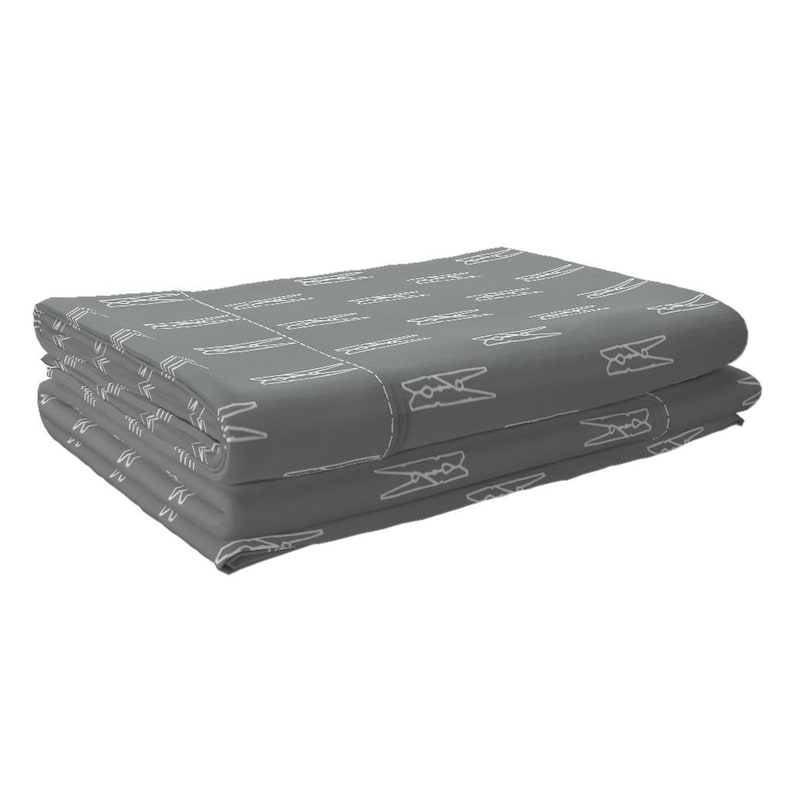 Clothespins Sheets Clothespin On Slate Grey by Novelty Cotton Sateen Sheet Set Bedding by Spoonflower