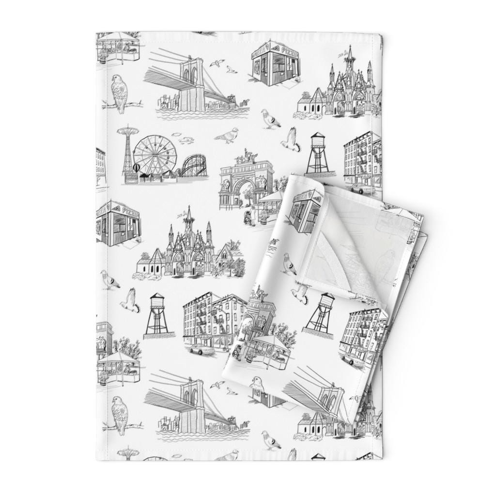 New York Geschirrtuch - Stadtplan-Aufdruck, 100% Baumwolle, Saugstark, Mit Aufhängeschlaufe