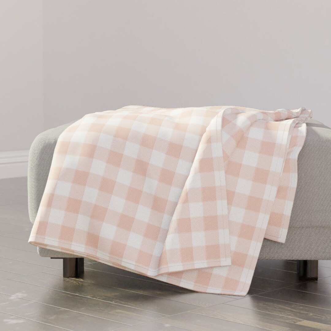Pink Check Throw Blanket Blush Buffalo Check Gingham by Sugarfresh Light Pink Pastel Gingham Throw Blanket With Spoonflower Fabric Etsy