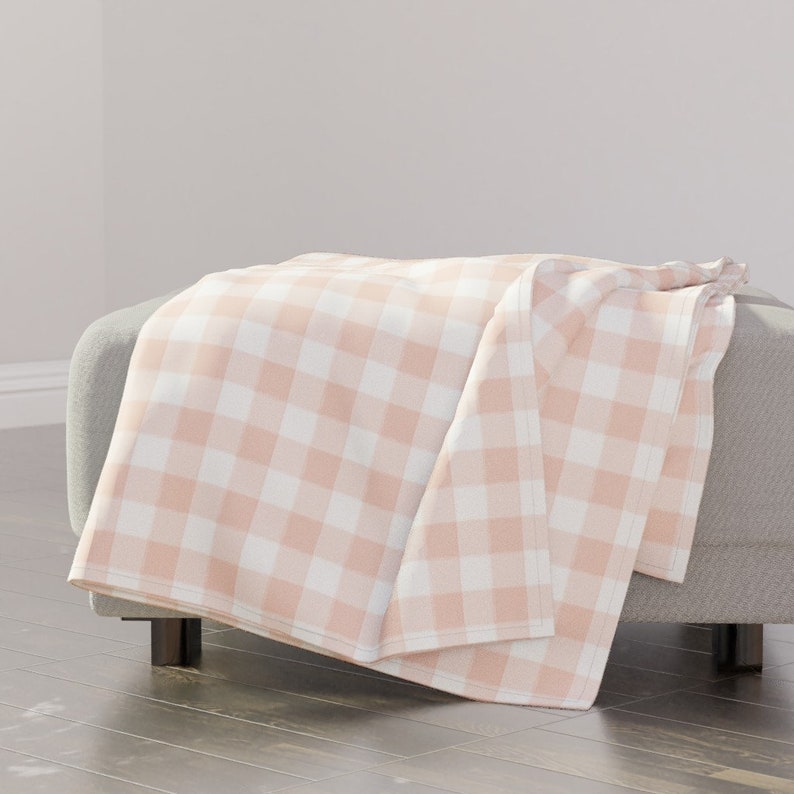 Pink Check shops Throw Blanket - Blush Buffalo Check Gingham by sugarfresh - Light Pink Pastel Gingham Throw Blanket with Spoonflower Fabric