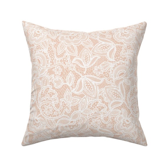 Romantic Lace Floral Throw Pillow Blush Blooms Lace by - Etsy