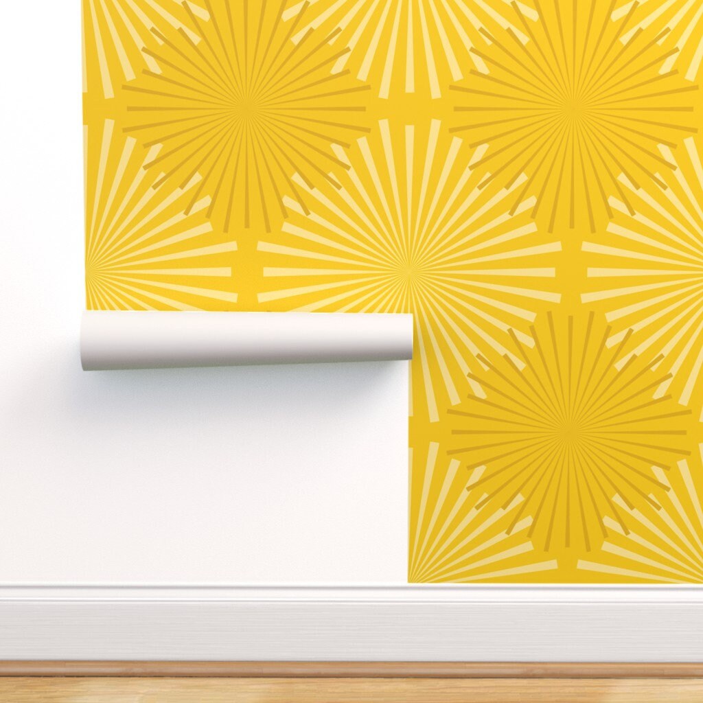 Abstract Wallpaper Modern Ocean Sunburst yellow by | Etsy