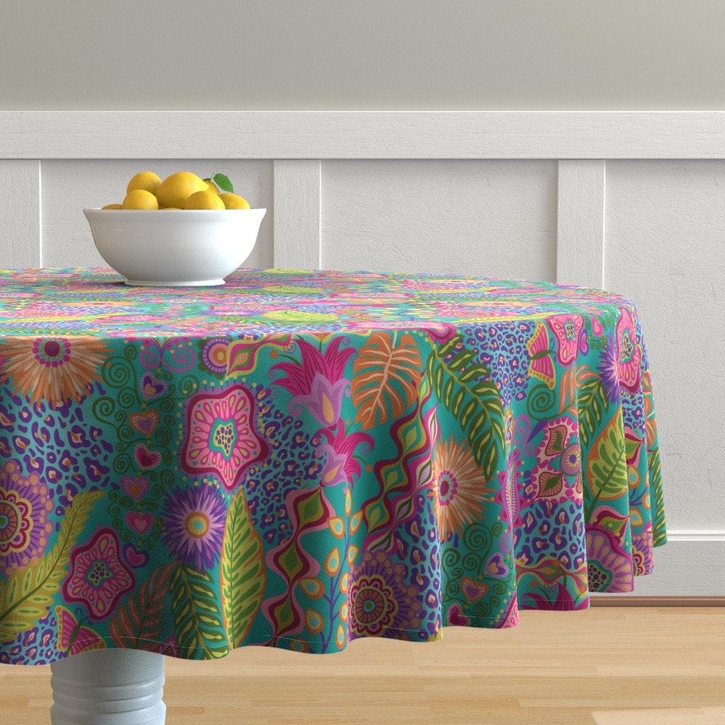 Boho Round Tablecloth Bohemian Rhapsody by groovity Floral Etsy