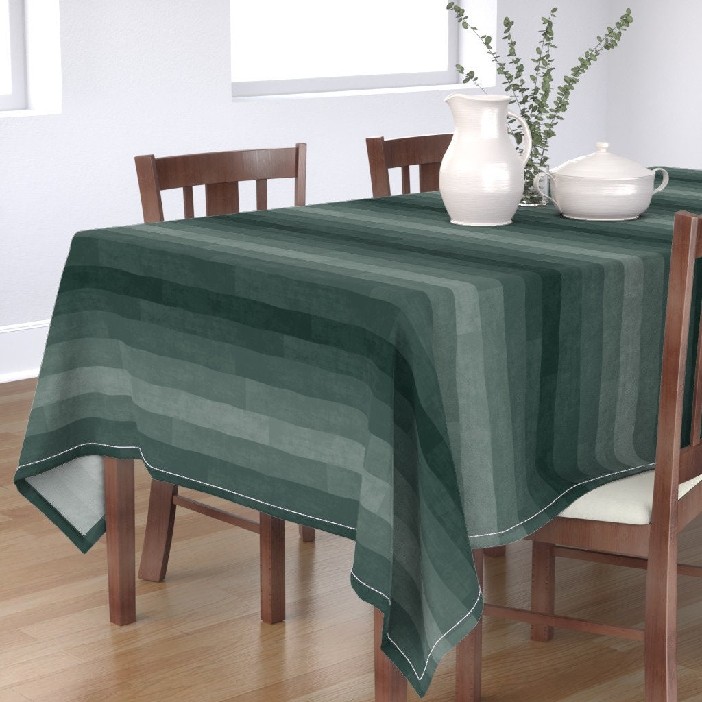Geometric Stripe Tablecloth Ombre Green de mountvicandme Etsy