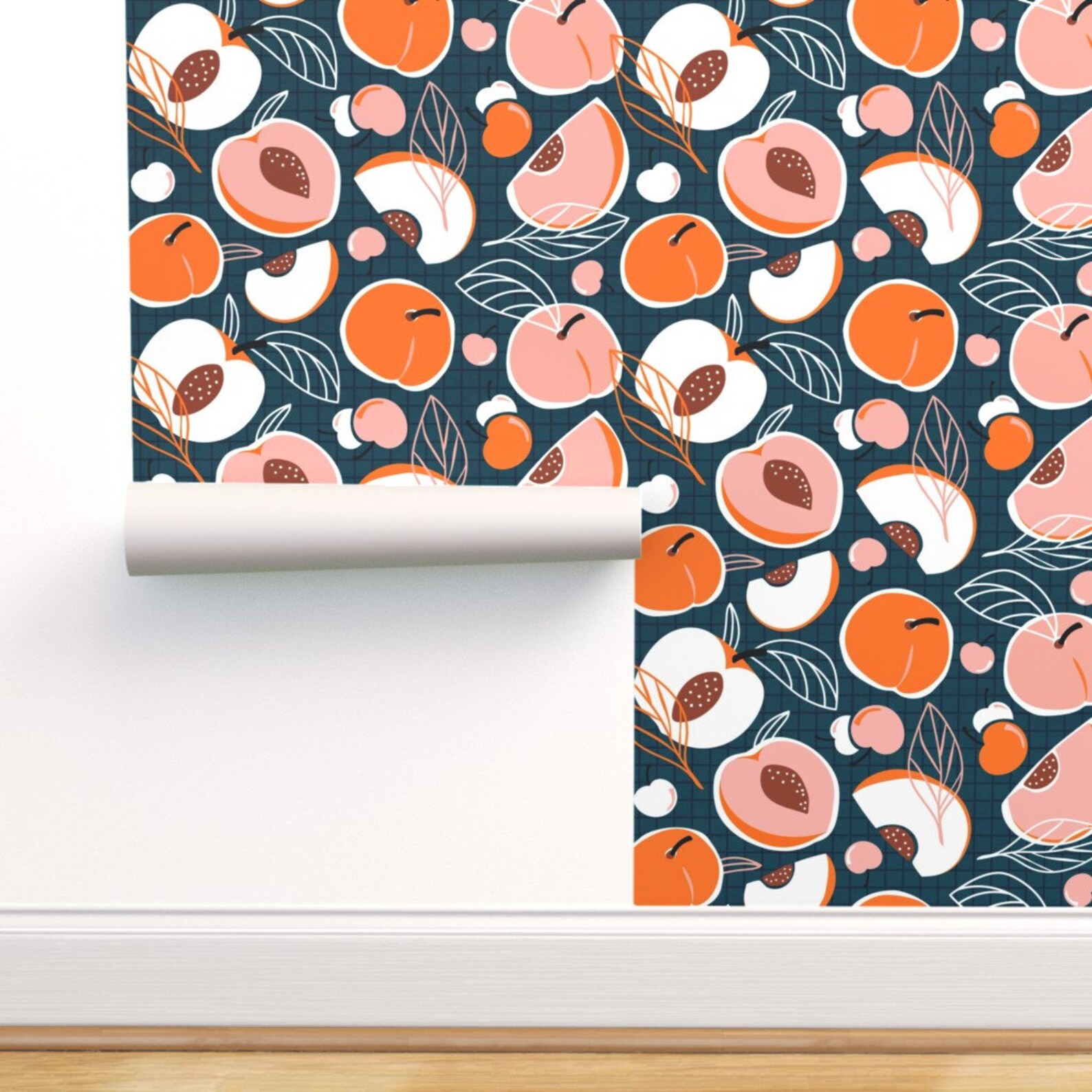 Dark Teal Peach Wallpaper You’re A Peach by | Etsy