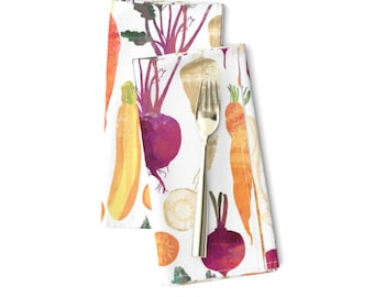 Garden Dinner Napkins (Set of 2) - Autumn Vegetables by ohn_mar_win - Rustic Root Veggies Home Grown Market Cloth Napkins by Spoonflower