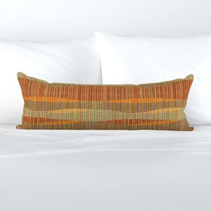 Mid Century XL Lumbar Pillow - Mid Mod Lines by theodesign - Horizons Desert Faux Texture Bohemian Boho Extra Large Rectangle Lumbar Pillow