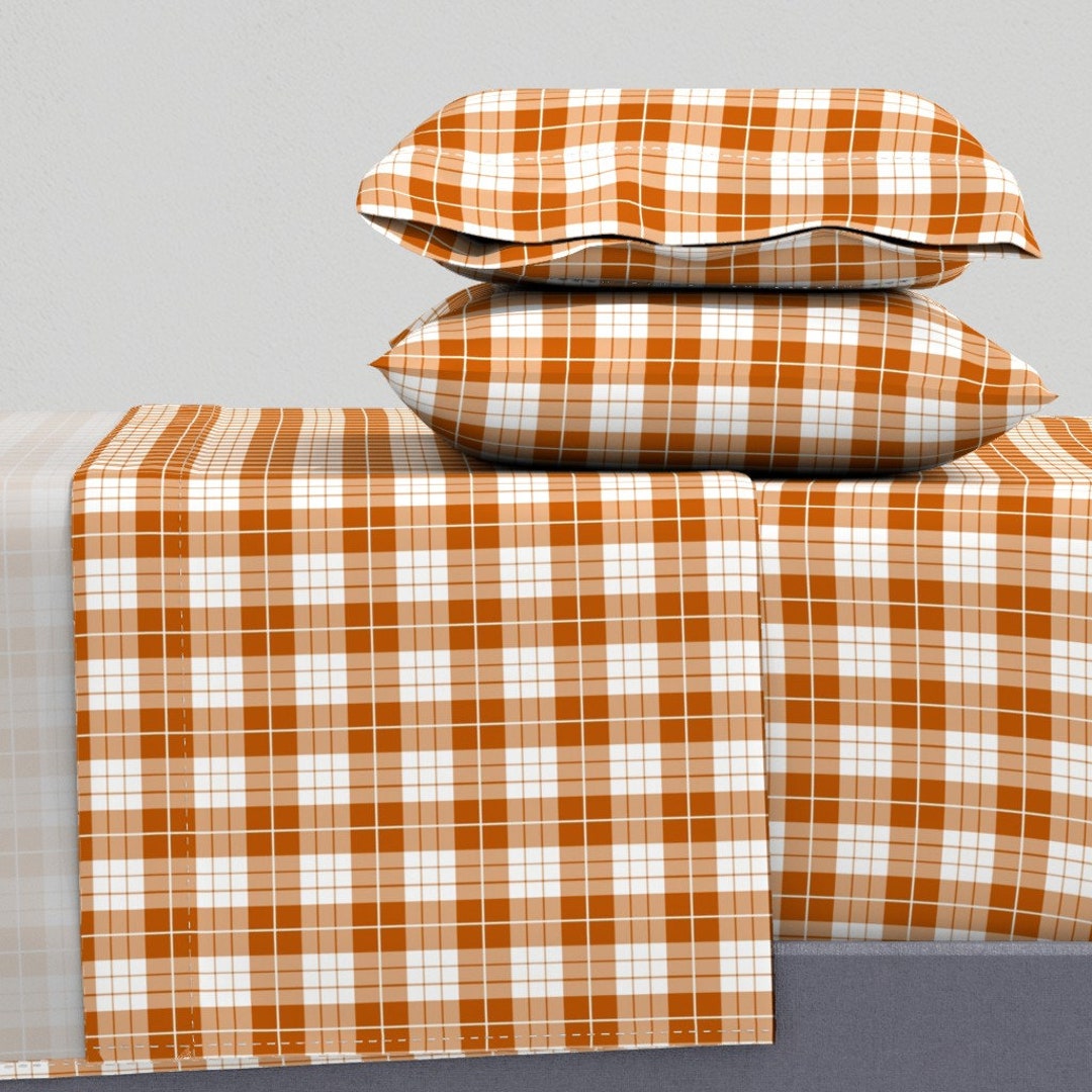 Rustic Sheets Spiced Pumpkin and White by Peacoquettedesigns Plaid ...