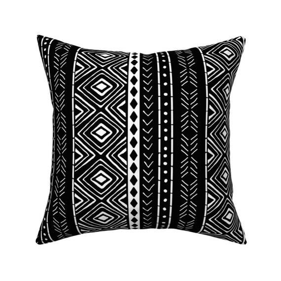 Tribal Throw Pillow Mud Cloth On Black Large by Etsy